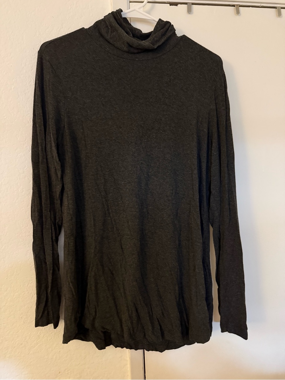 Joan Vass Dark Charcoal Knit Turtleneck Top